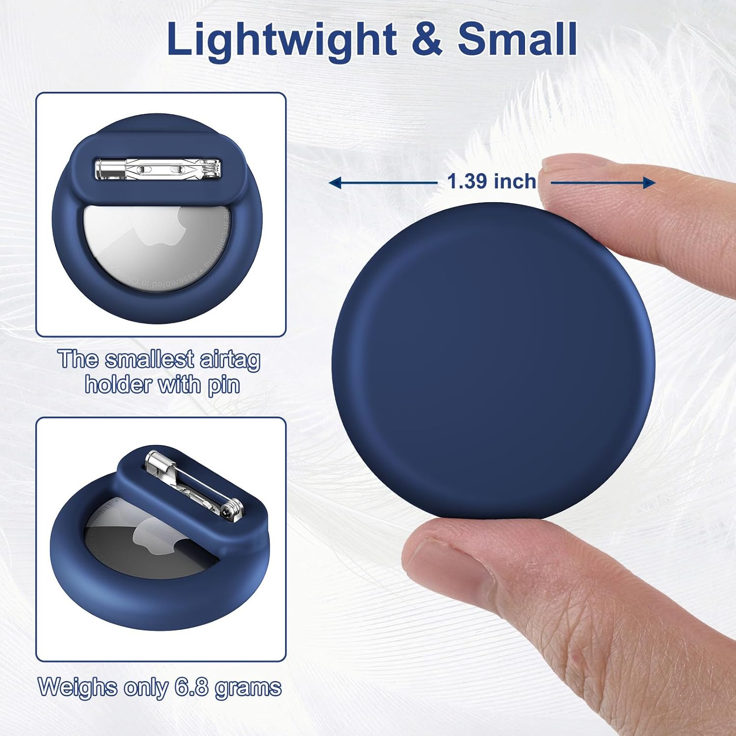 Apple Airtag Holder for Kids, 2 Pack Silicone Airtag Case with Safety Pins, GPS Tracker Case for Children, Elderly, Hidden Inside Clothes, Shoe, Backpack (Black+Blue) - OOOMG