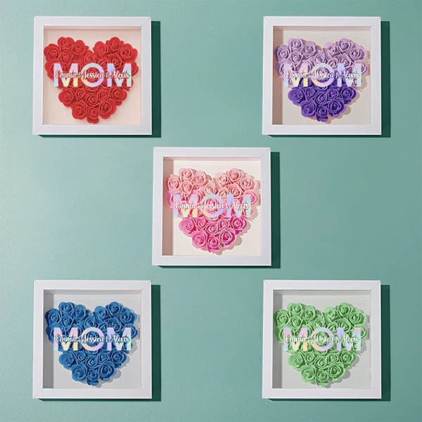 Custom Flower Shadow Box Frame with Name Mother's Day Gift - OOOMG