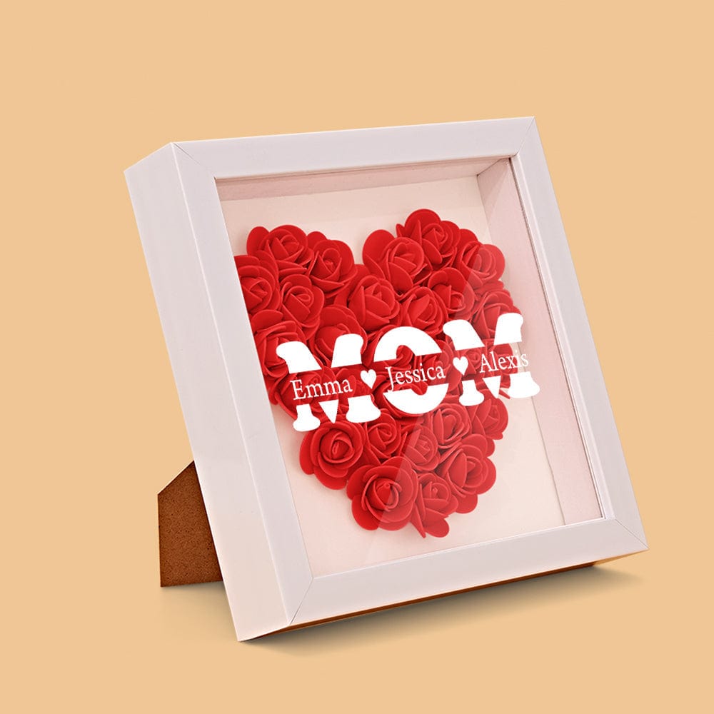 Custom Flower Shadow Box With Text Mother's Day Gifts for Mom - Best Mother Ever - OOOMG