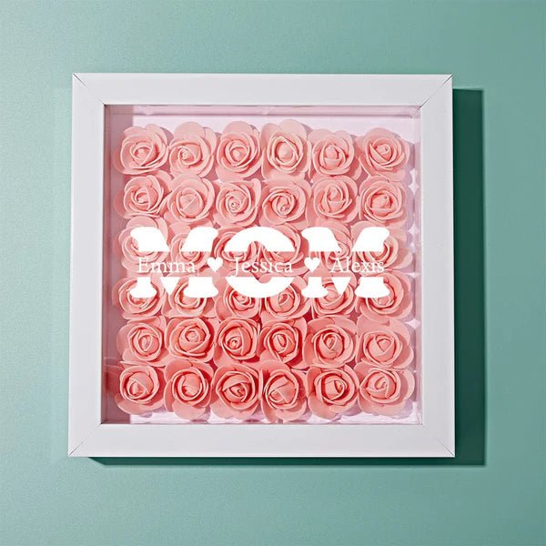 Custom Flower Shadow Box With Text Mother's Day Gifts for Mom - Best Mother Ever - OOOMG