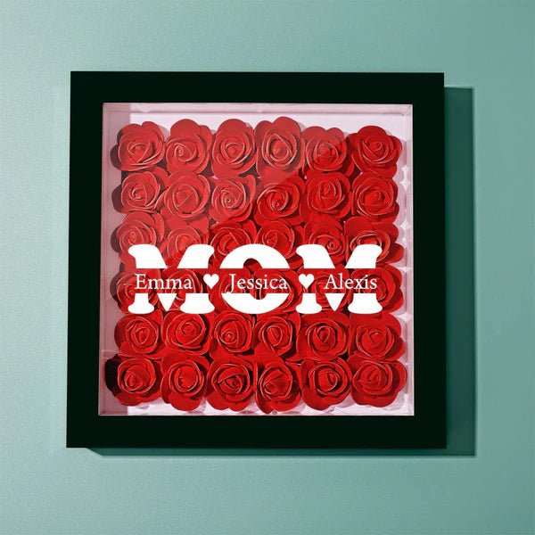 Custom Flower Shadow Box With Text Mother's Day Gifts for Mom - Best Mother Ever - OOOMG