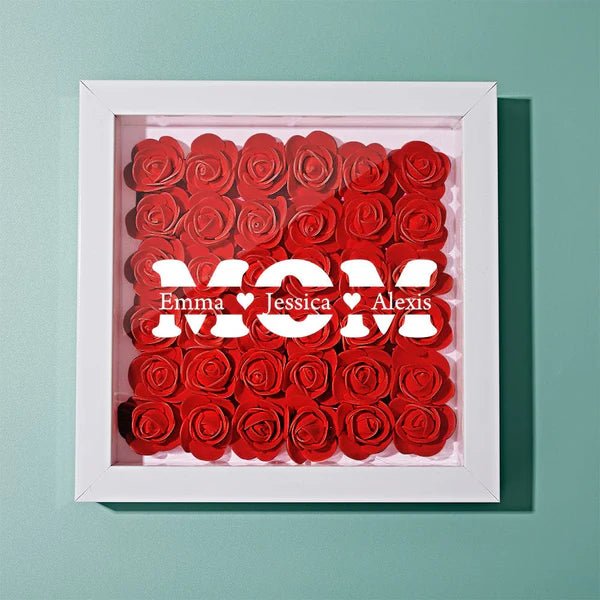 Custom Flower Shadow Box With Text Mother's Day Gifts for Mom - Best Mother Ever - OOOMG