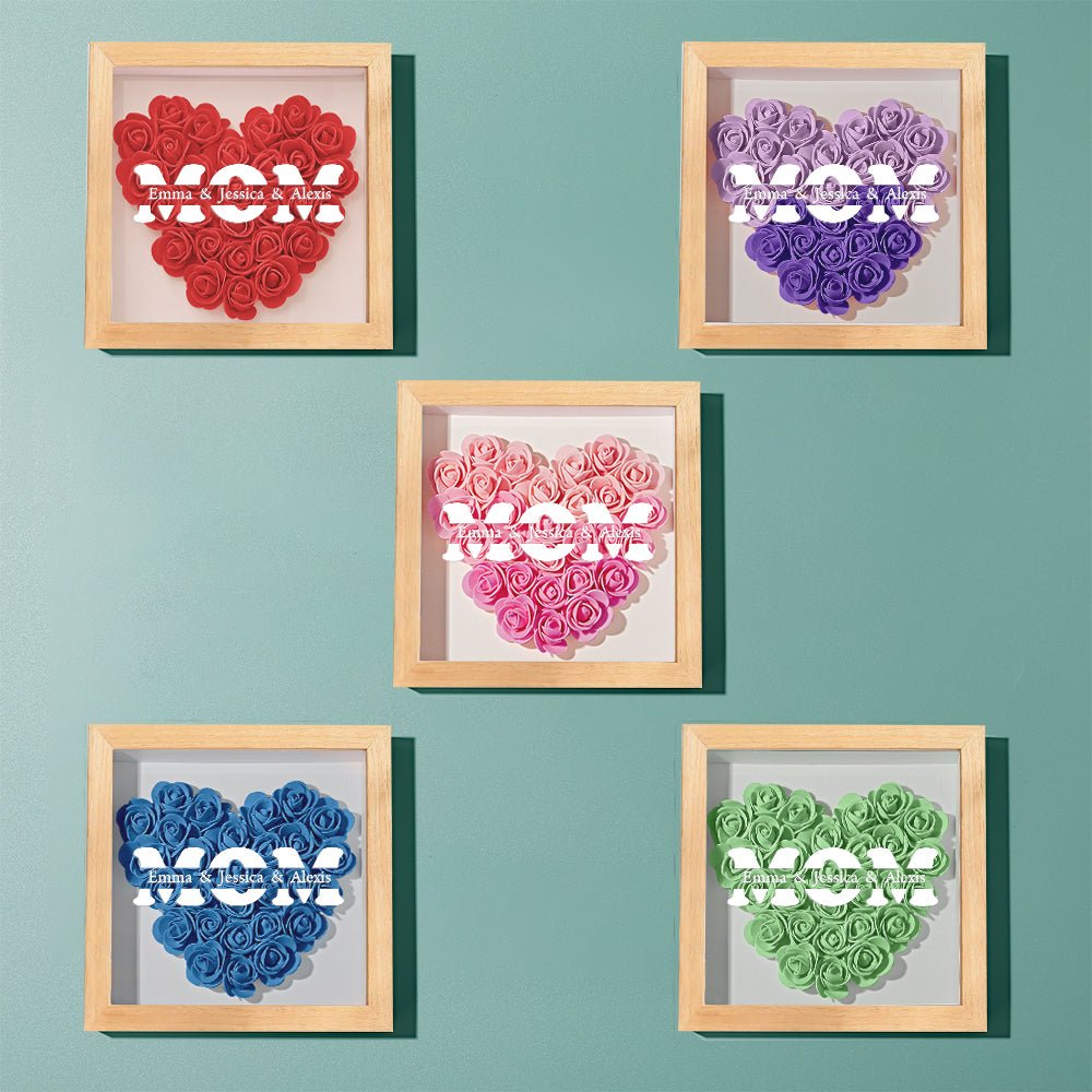 Custom Name Flower Shadow Box Frame Mother's Day Gift - OOOMG