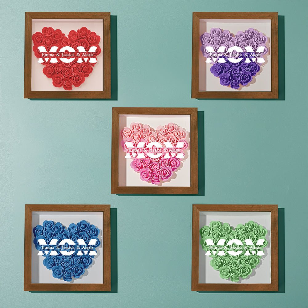 Custom Name Flower Shadow Box Frame Mother's Day Gift - OOOMG