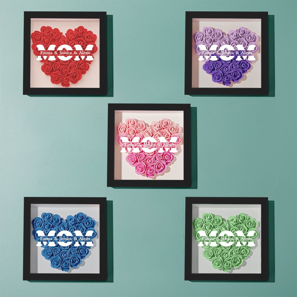 Custom Name Flower Shadow Box Frame Mother's Day Gift - OOOMG