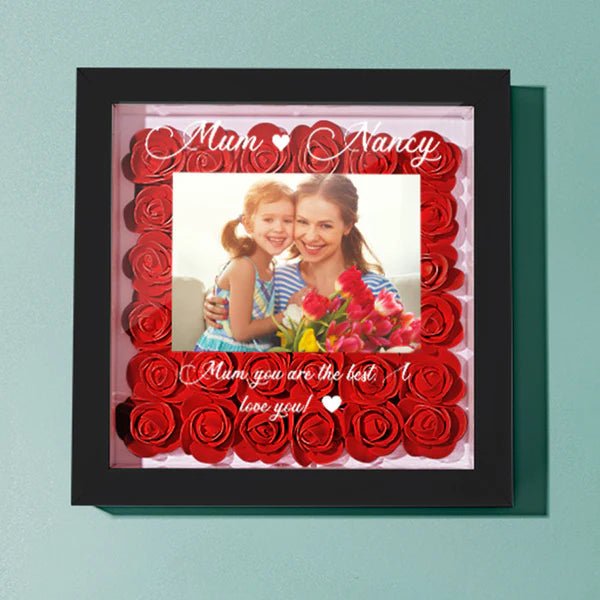 Custom Photo Flower Shadow Box Personalized Flower Shadowbox Frame Gifts for Mom - OOOMG