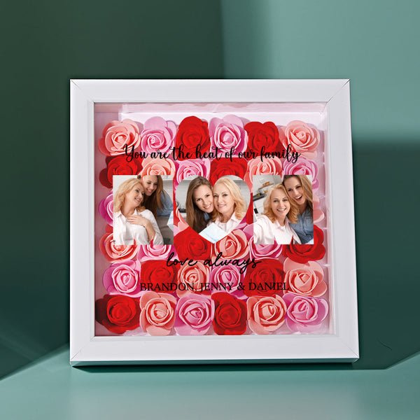 Custom Photo Flower Shadow Box Personalized Flower Shadowbox Frame Mother's Day Gift - OOOMG