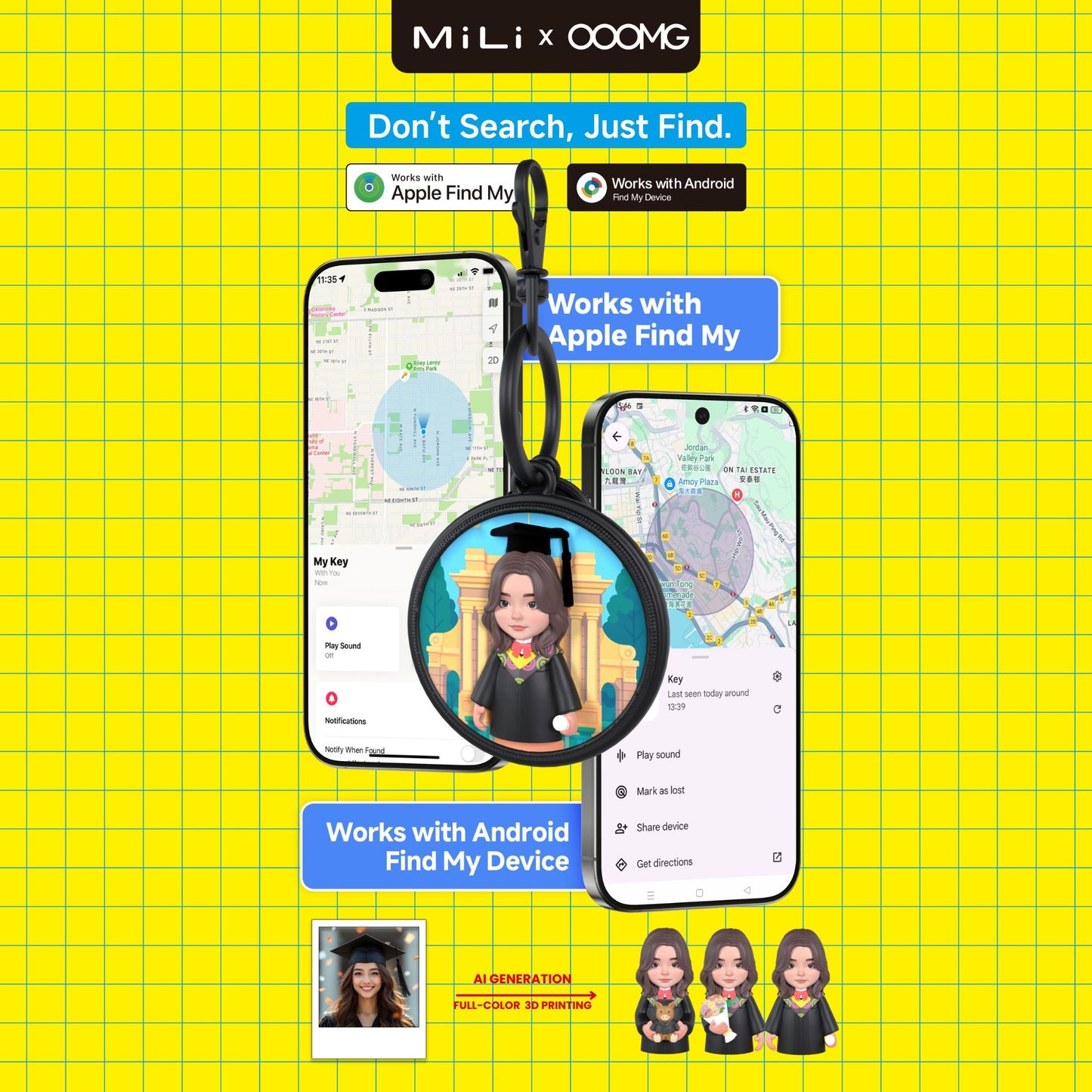 MiLi Tag × OOOMG | Graduation Gifts 2.5D Avatar Item Finder Case Customized Air Tag Case - OOOMG