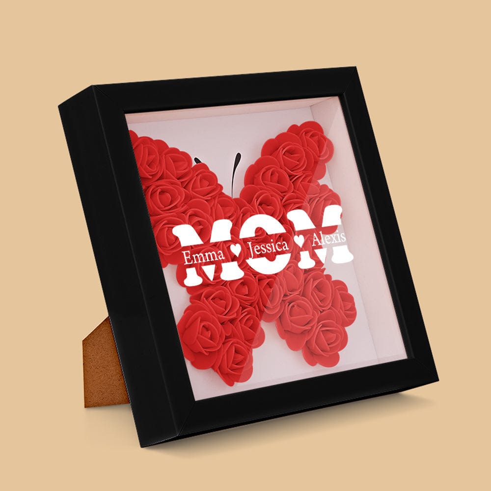 Personalized Flower Shadow Box With 3 Names Mother's Day Gifts for Mom - OOOMG