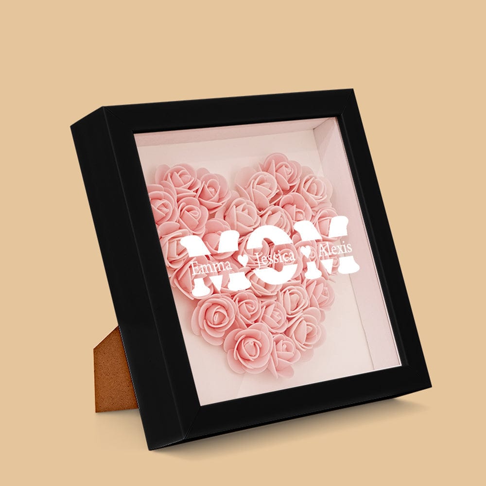 Personalized Flower Shadow Box With 3 Names Mother's Day Gifts for Mom - OOOMG