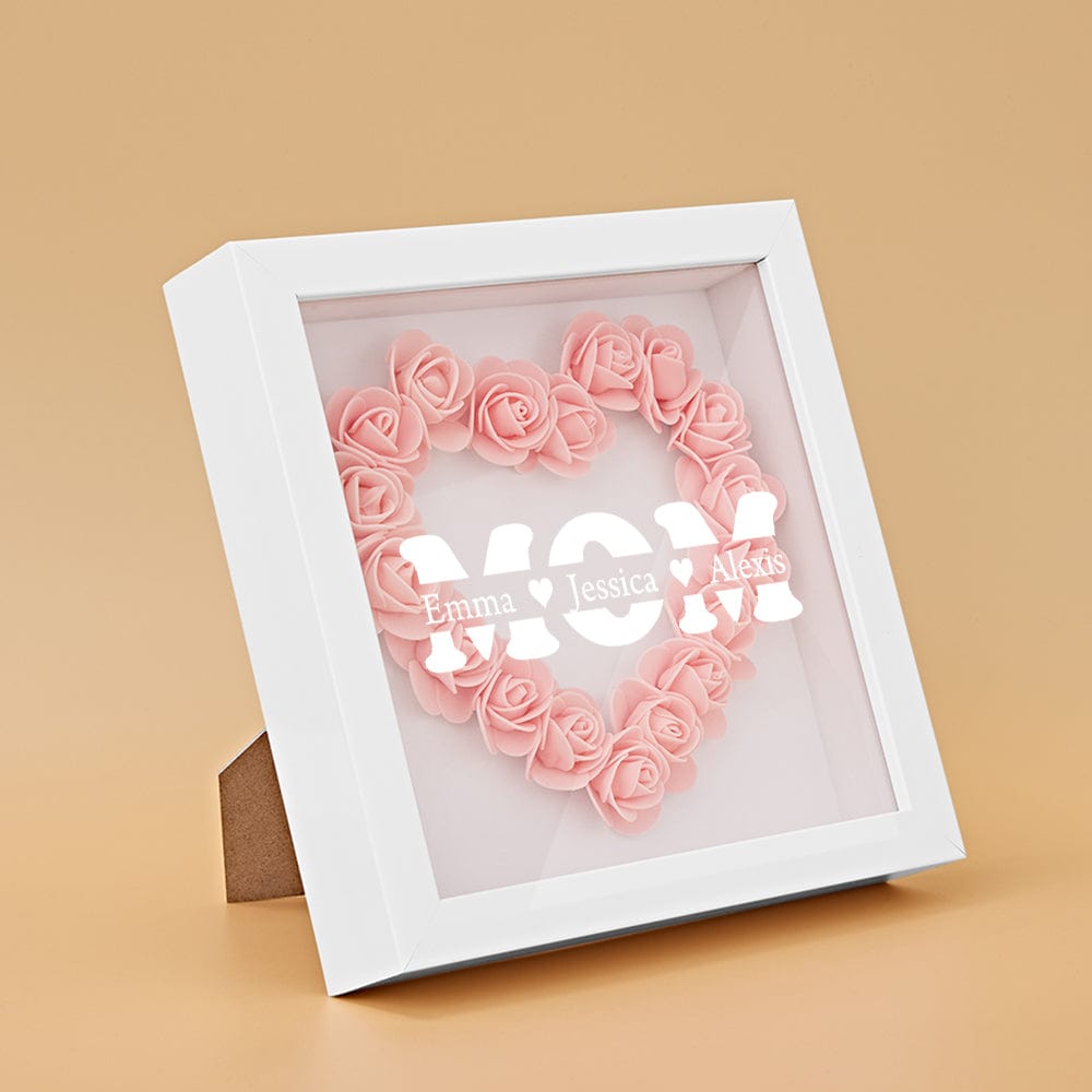 Personalized Flower Shadow Box With 3 Names Mother's Day Gifts for Mom - OOOMG