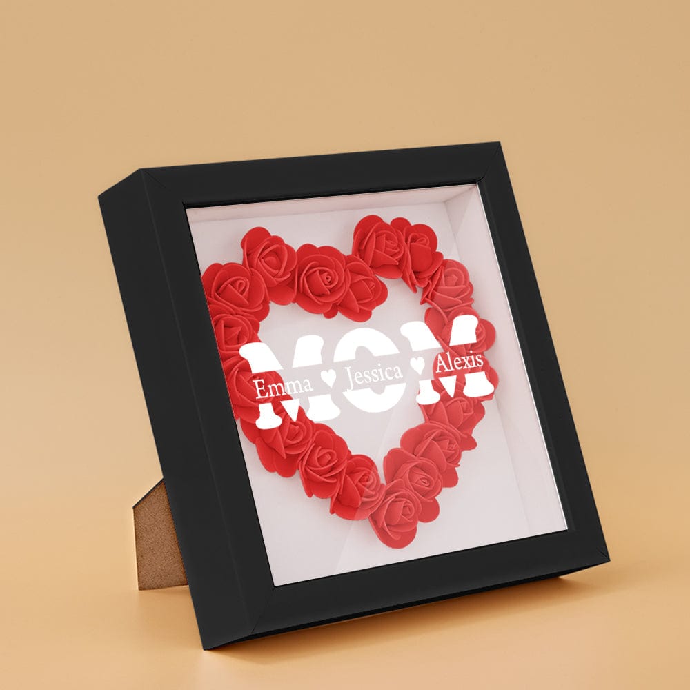 Personalized Flower Shadow Box With 3 Names Mother's Day Gifts for Mom - OOOMG
