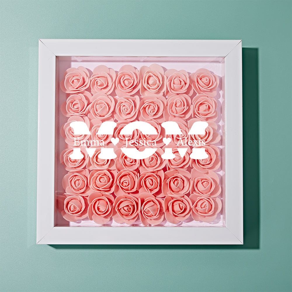 Personalized Flower Shadow Box With 3 Names Mother's Day Gifts for Mom - OOOMG