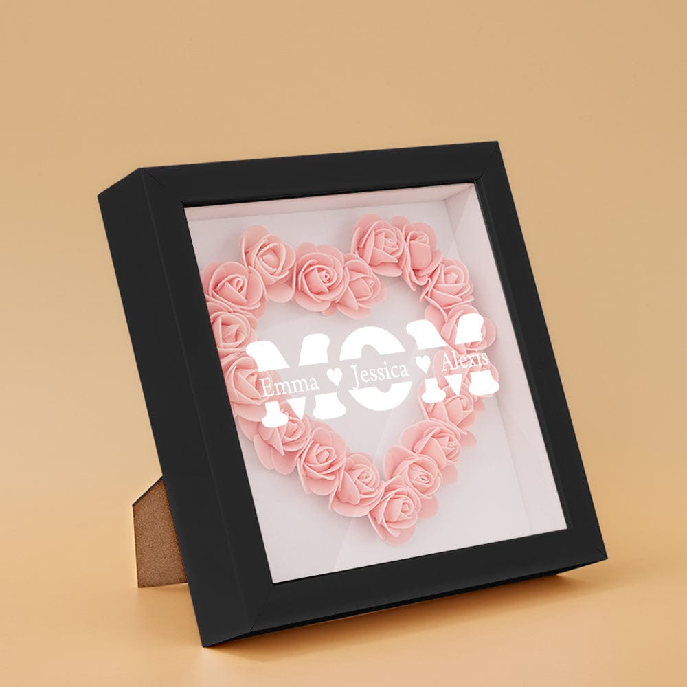 Personalized Flower Shadow Box With 3 Names Mother's Day Gifts for Mom - OOOMG