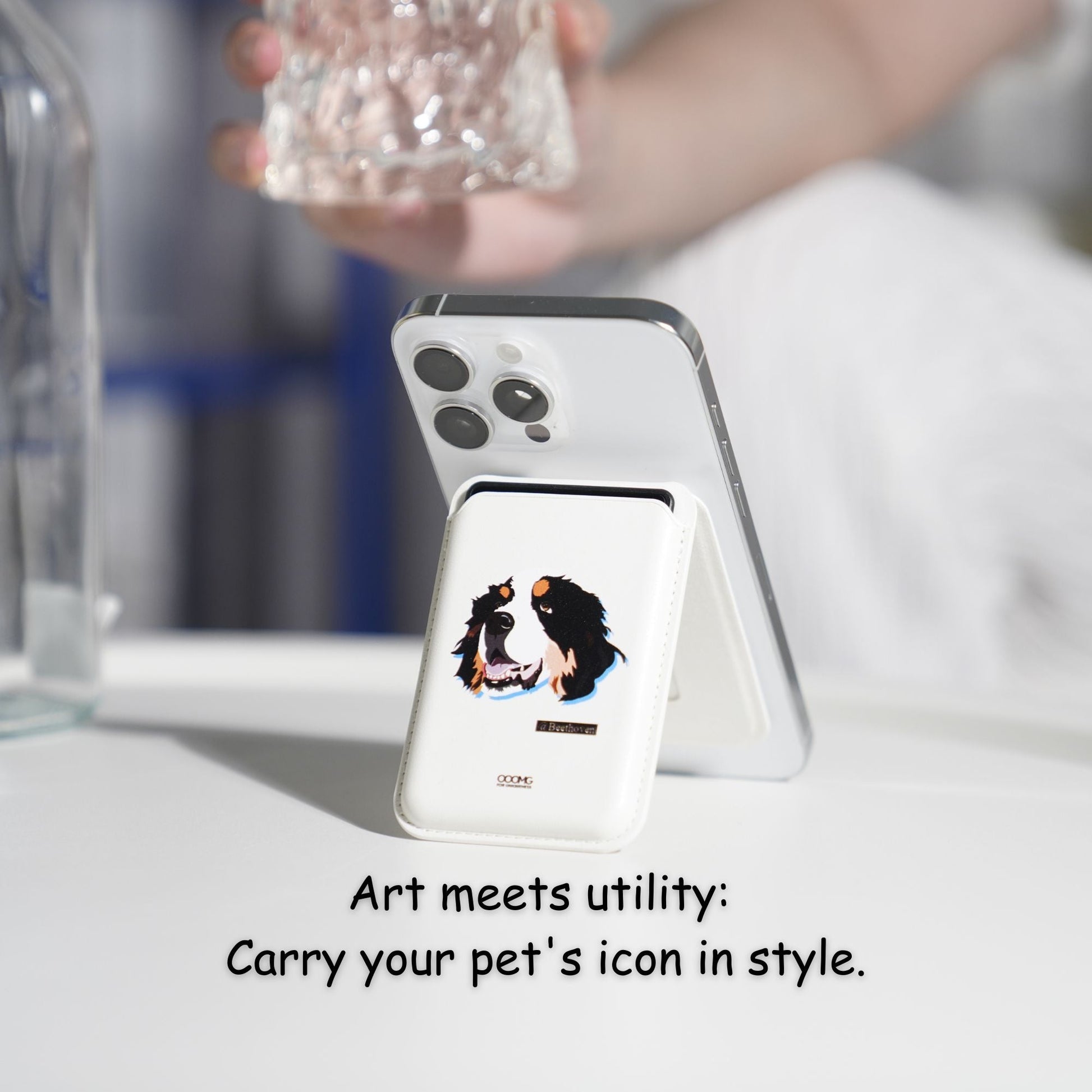 Personalized Pet Portrait iPhone Magsafe Wallet Case - Customizable Icon Design Card Holder Cover - OOOMG