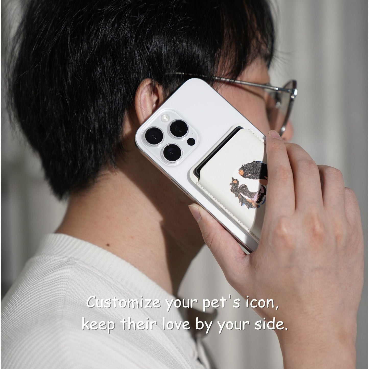 Personalized Pet Portrait iPhone Magsafe Wallet Case - Customizable Icon Design Card Holder Cover