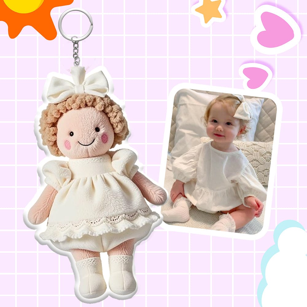 Personalized Photo Plush Doll Keychain Mini Me Plush Keychain Anniversary Gifts for Couple - OOOMG