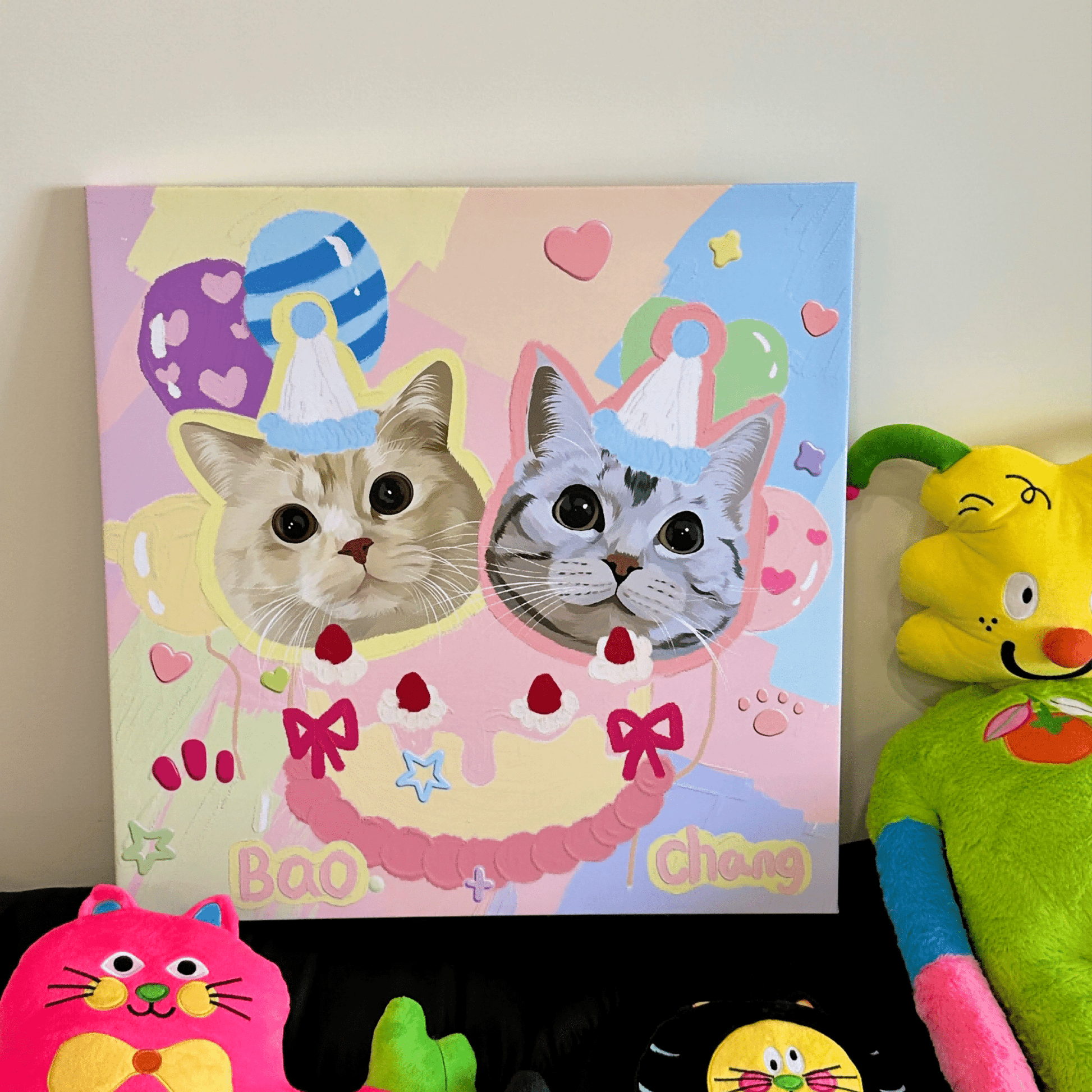 Pet custom decorative paintings, hanging paintings, murals, living room original designs, cats and dogs, creative gifts, waterproof microspray - OOOMG