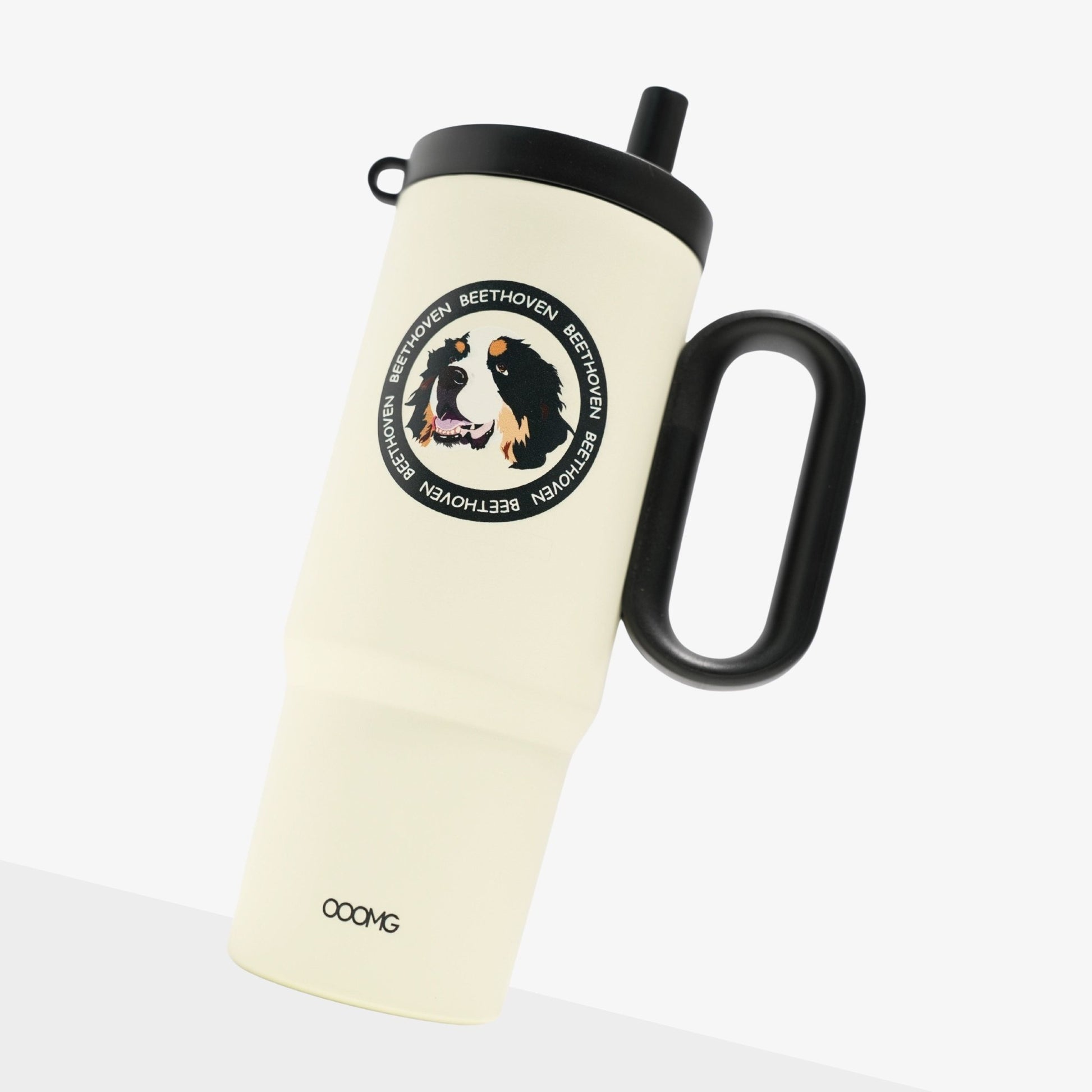 24.3 oz Custom Pet Portrait Tumbler - Personalized Dog&Cat - Themed Insulated Travel Mug with Handle and Straw Lid (Copy) - OOOMG