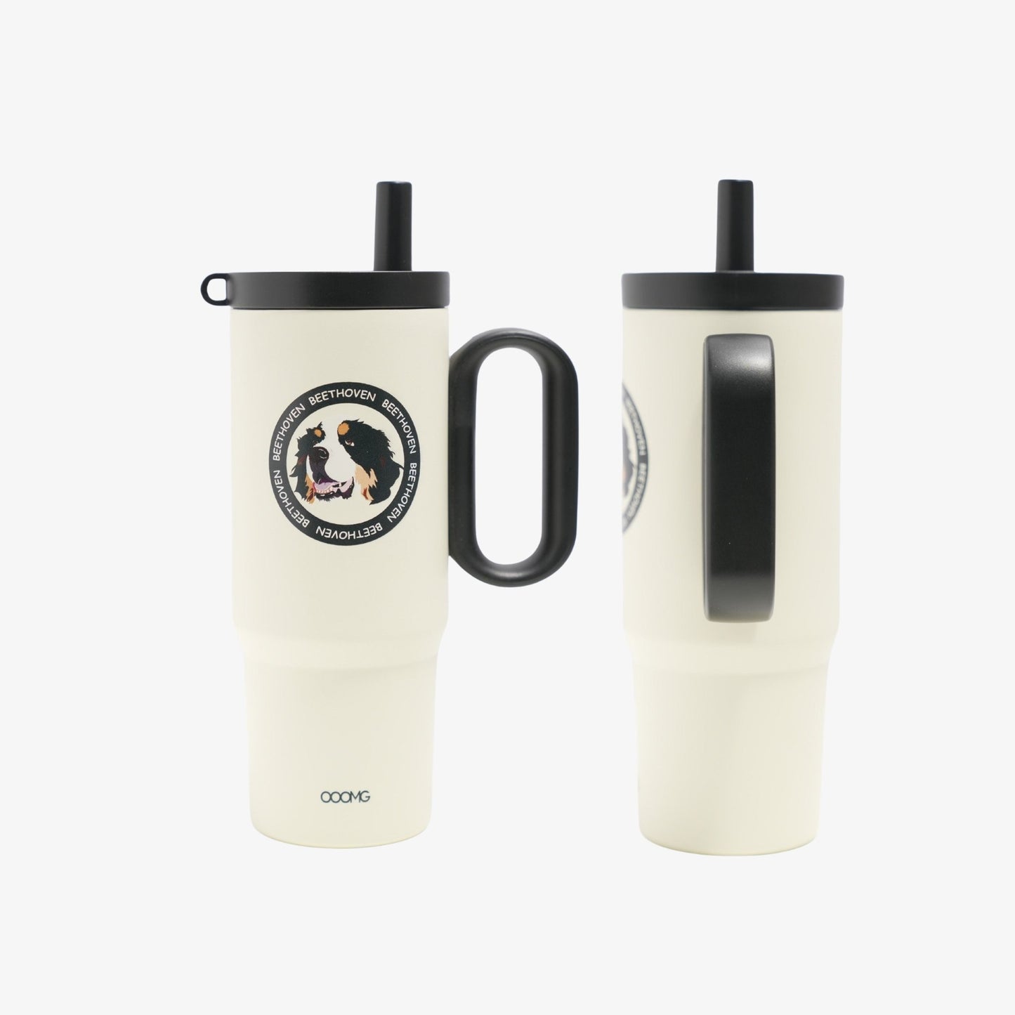 24.3 oz Custom Pet Portrait Tumbler - Personalized Dog&Cat - Themed Insulated Travel Mug with Handle and Straw Lid (Copy) - OOOMG