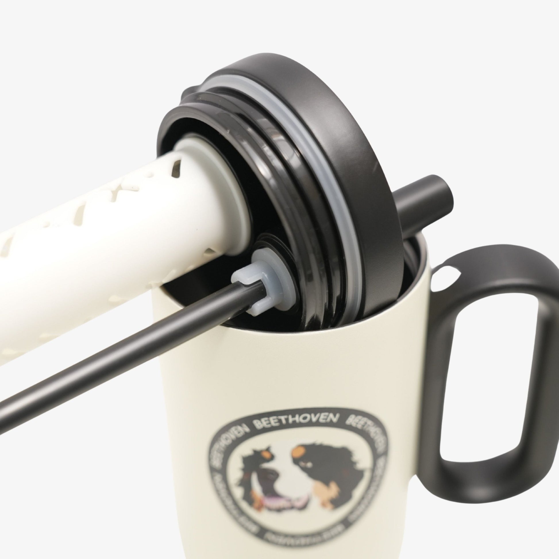 24.3 oz Custom Pet Portrait Tumbler - Personalized Dog&Cat - Themed Insulated Travel Mug with Handle and Straw Lid (Copy) - OOOMG