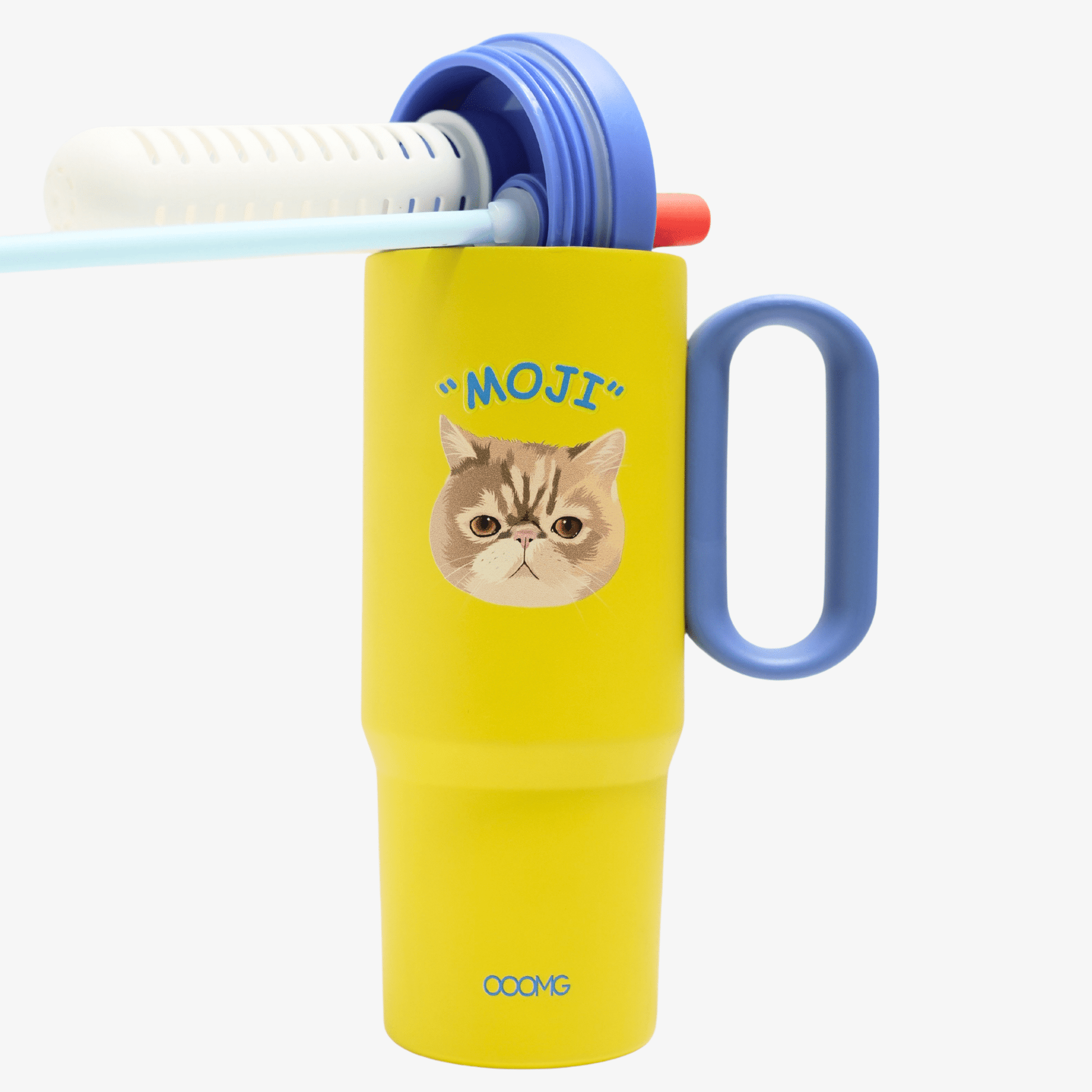 24.3 oz Custom Pet Portrait Tumbler - Personalized Dog&Cat - Themed Insulated Travel Mug with Handle and Straw Lid (Copy) - OOOMG
