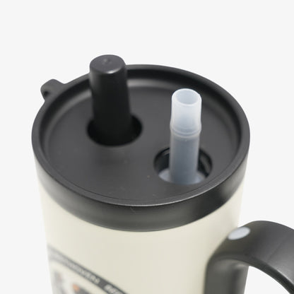 24.3 oz Custom Pet Portrait Tumbler - Personalized Dog&Cat - Themed Insulated Travel Mug with Handle and Straw Lid (Copy) - OOOMG