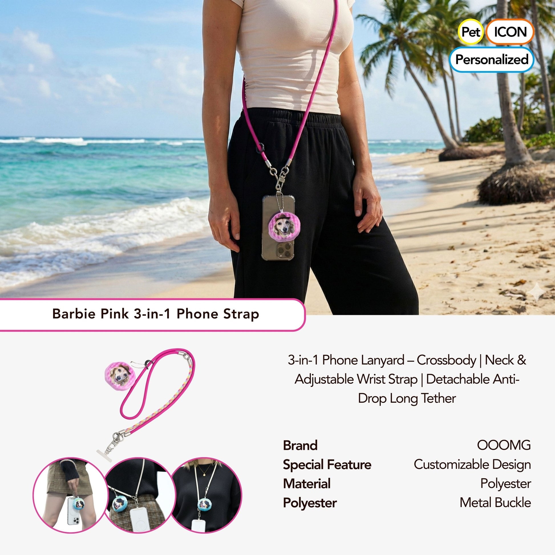 Barbie Pink Custom 3 - in - 1 Phone Strap - OOOMG