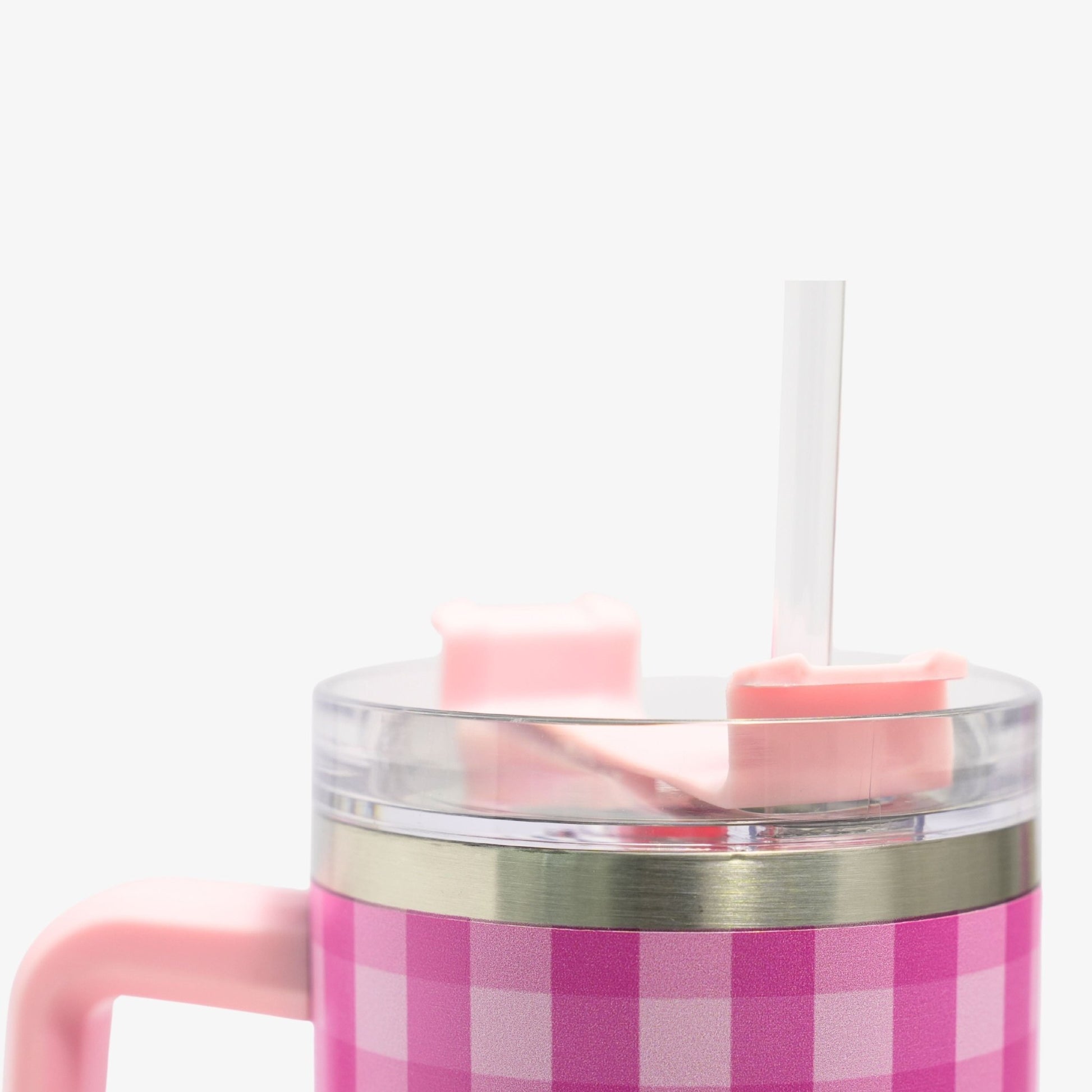 Barbie Pink Custom Pet Portrait Tumbler - Personalized Dog&Cat - Themed Insulated Travel Mug with Handle and Straw Lid - OOOMG