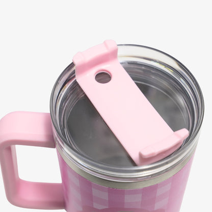 Barbie Pink Custom Pet Portrait Tumbler - Personalized Dog&Cat - Themed Insulated Travel Mug with Handle and Straw Lid - OOOMG