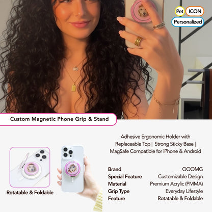 Barbie Pink Pet custom mobile phone airbag holder handmade glue high transparency texture paste magnetic cat and dog gifts - OOOMG