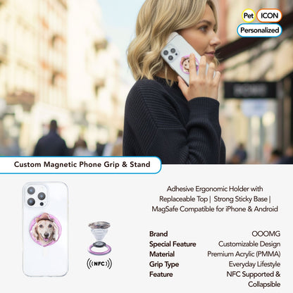 Barbie Pink Pet custom mobile phone airbag holder handmade glue high transparency texture paste magnetic cat and dog gifts - OOOMG