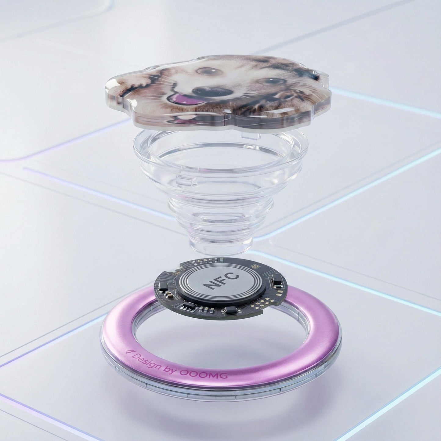 Barbie Pink Pet custom mobile phone airbag holder handmade glue high transparency texture paste magnetic cat and dog gifts - OOOMG