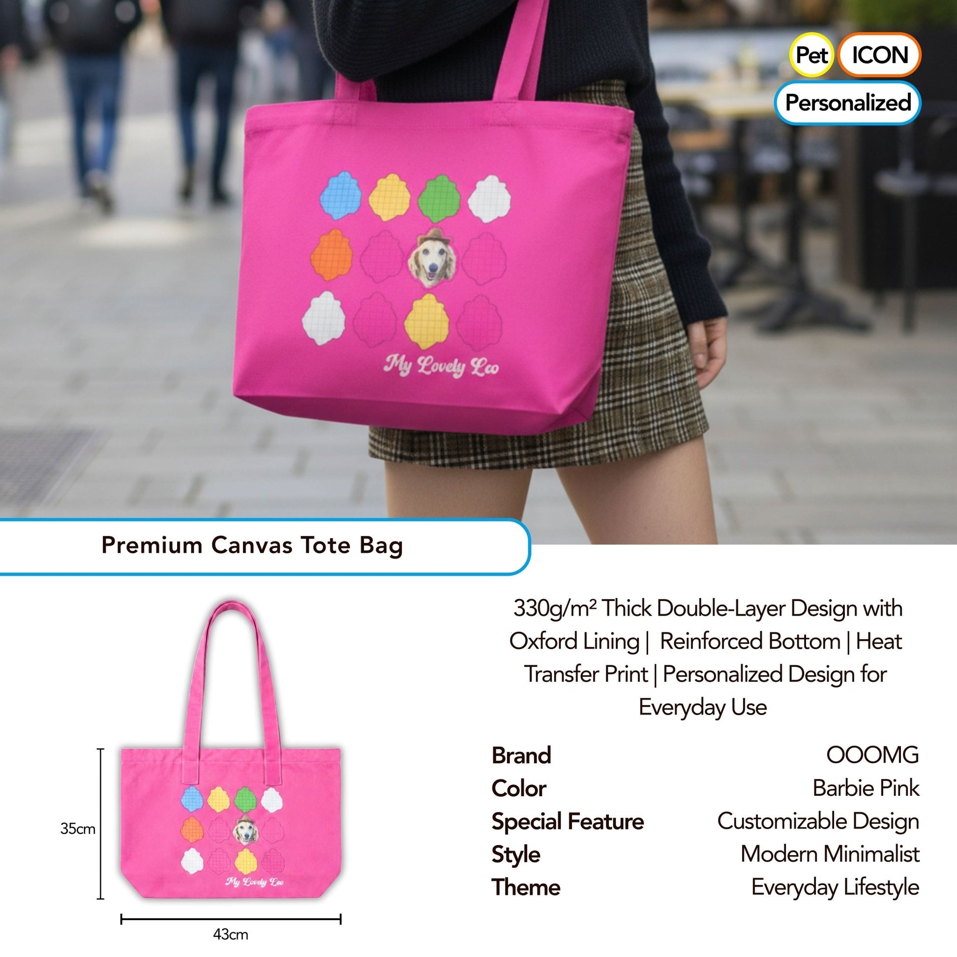 Barbie Pink Pet custom peripheral tote bag large capacity women's shoulder backpack cat dog creative gifts - OOOMG