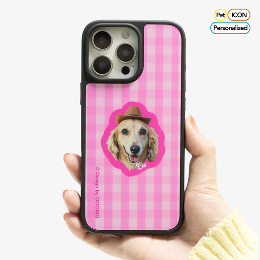 Barbie Series Custom Pink Gingham iPhone Case - Personalized Pet Portrait - Shockproof Protective Cover - OOOMG