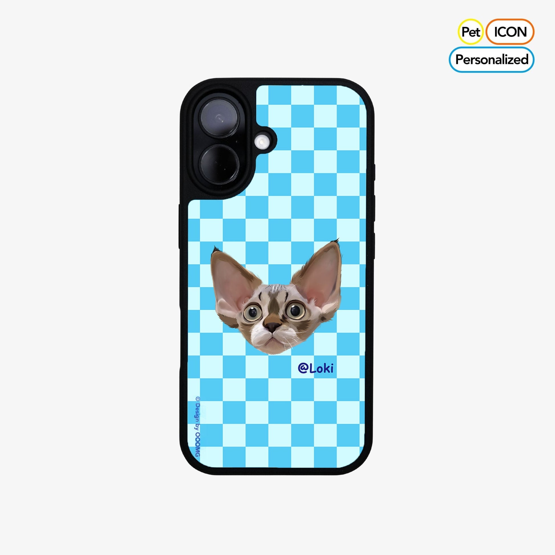 Custom Pet Portrait Phone Case - Personalized Dog & Cat Art on Retro Checkered Background - OOOMG