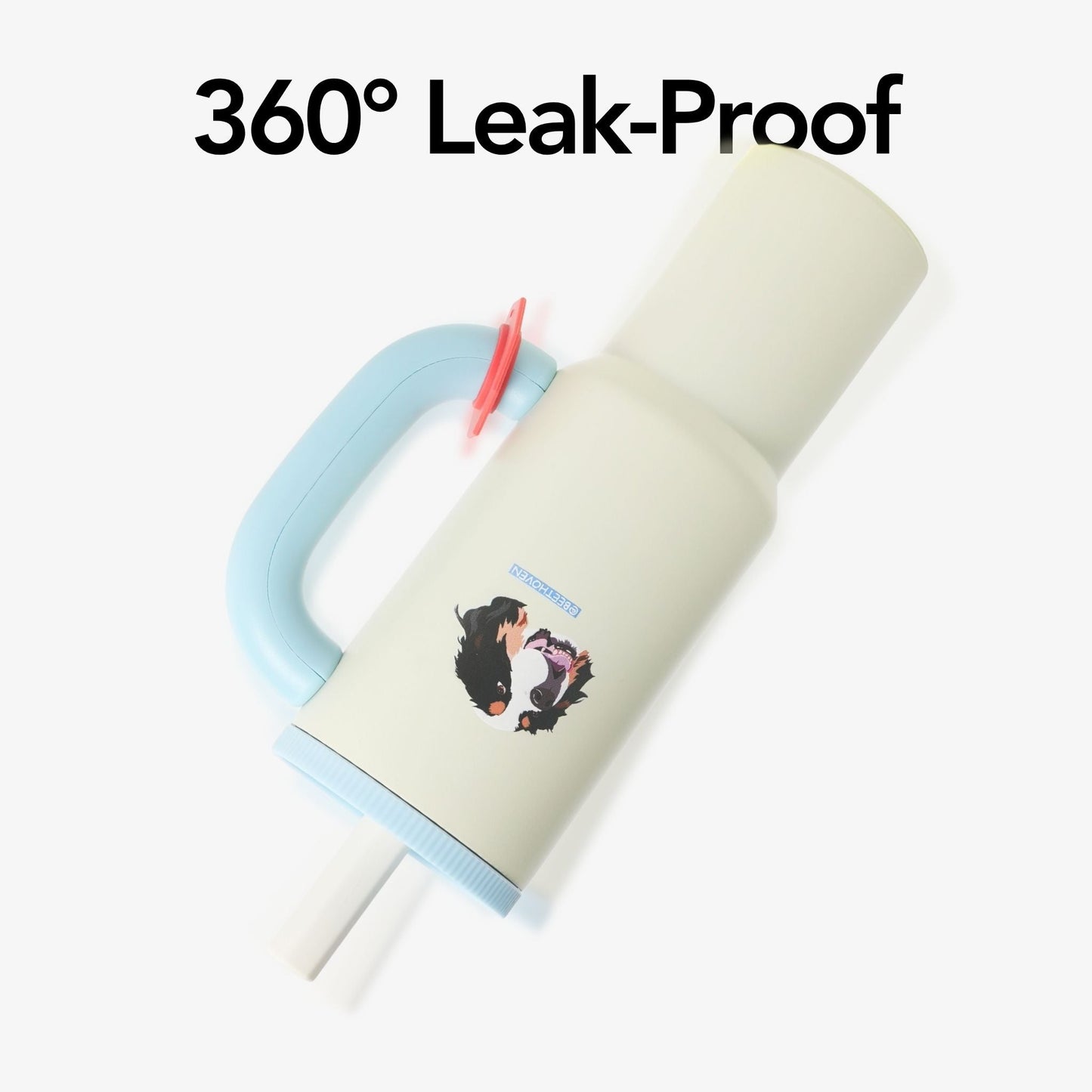 Custom Pet Portrait Tumbler - Personalized Dog&Cat - Themed Insulated Travel Mug with Handle and Straw Lid - OOOMG