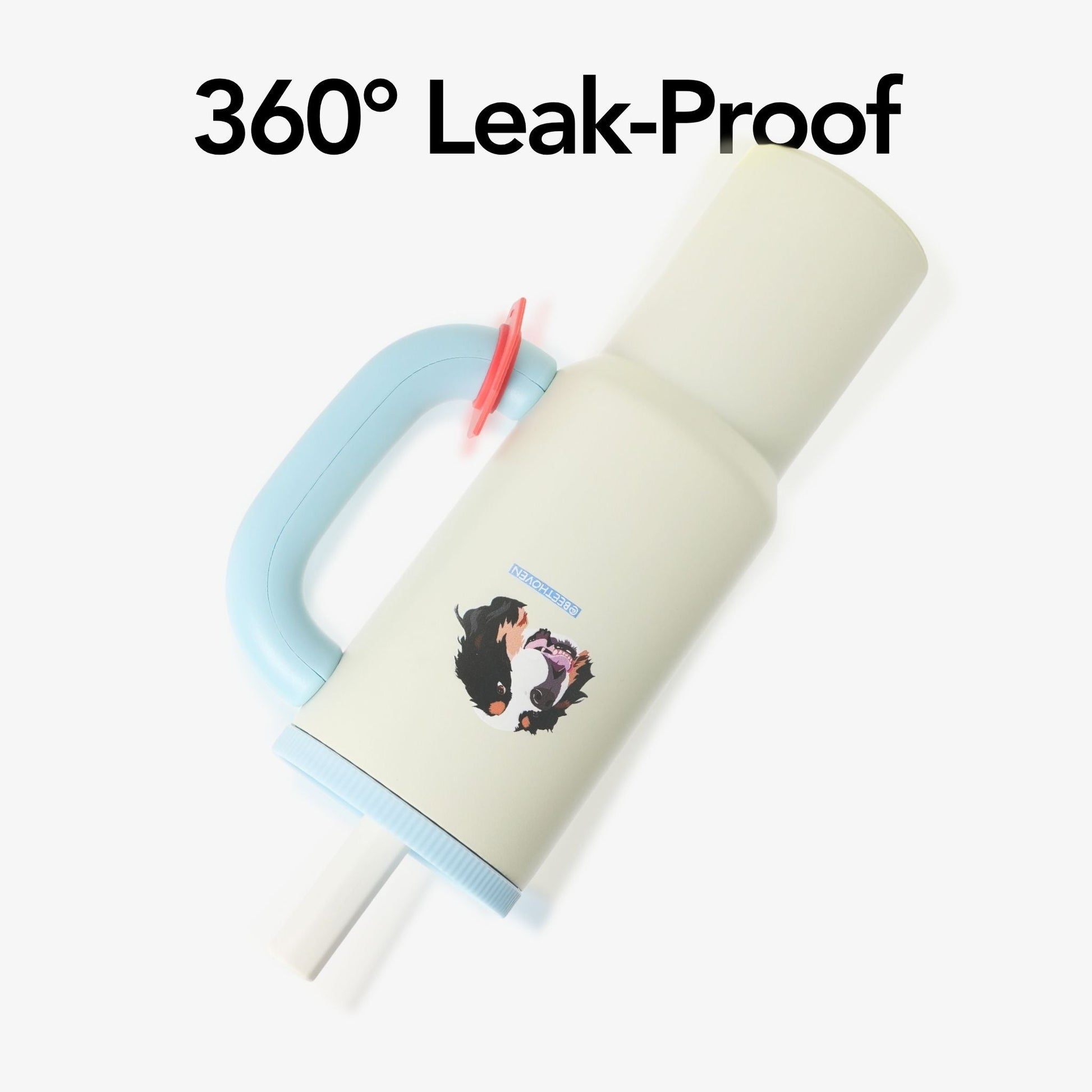 Custom Pet Portrait Tumbler - Personalized Dog&Cat - Themed Insulated Travel Mug with Handle and Straw Lid - OOOMG