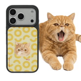 Main view of personalized pet portrait protective iPhone case with clear shockproof design, showcasing the full design and vibrant details.