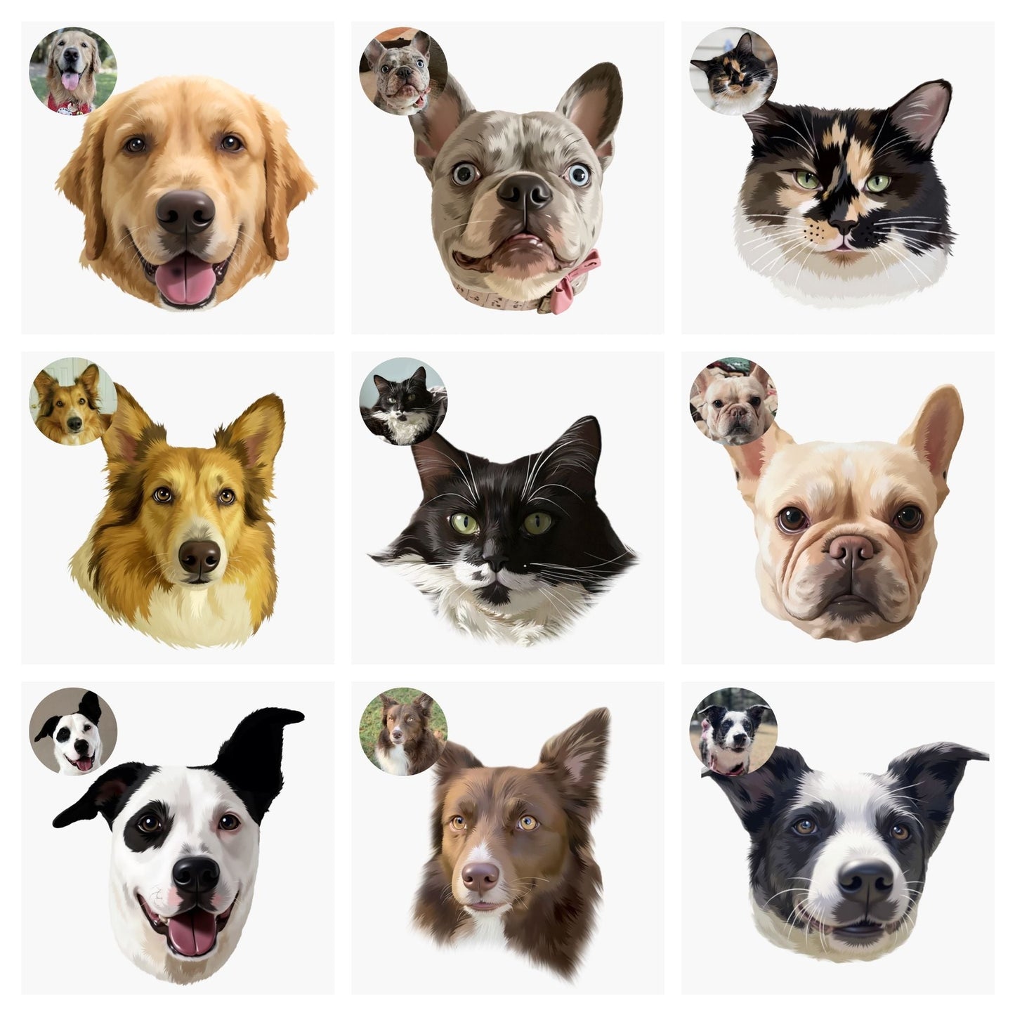 Digital File | Custom Portraits, Using Pet Photo, Personalized Digital Dog Portraits, Cat Portraits - OOOMG