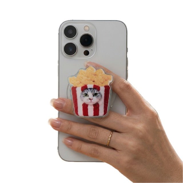 Funny Burger Cat Phone Grip | 3D Embossed Smartphone Stand & Holder - OOOMG