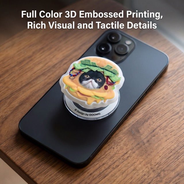 Funny Frame Pet Portrait Phone Grip | 3D Embossed Smartphone Stand & Holder - OOOMG