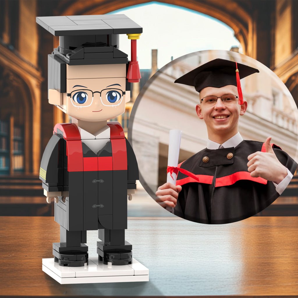 Graduation Figure Graduation Gifts for Him Custom Head Brick Figures Personalized Gradua ...