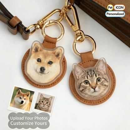 Leather Pet Portrait Keychain Premium 3D Photo Bag Charm Keychain - OOOMG