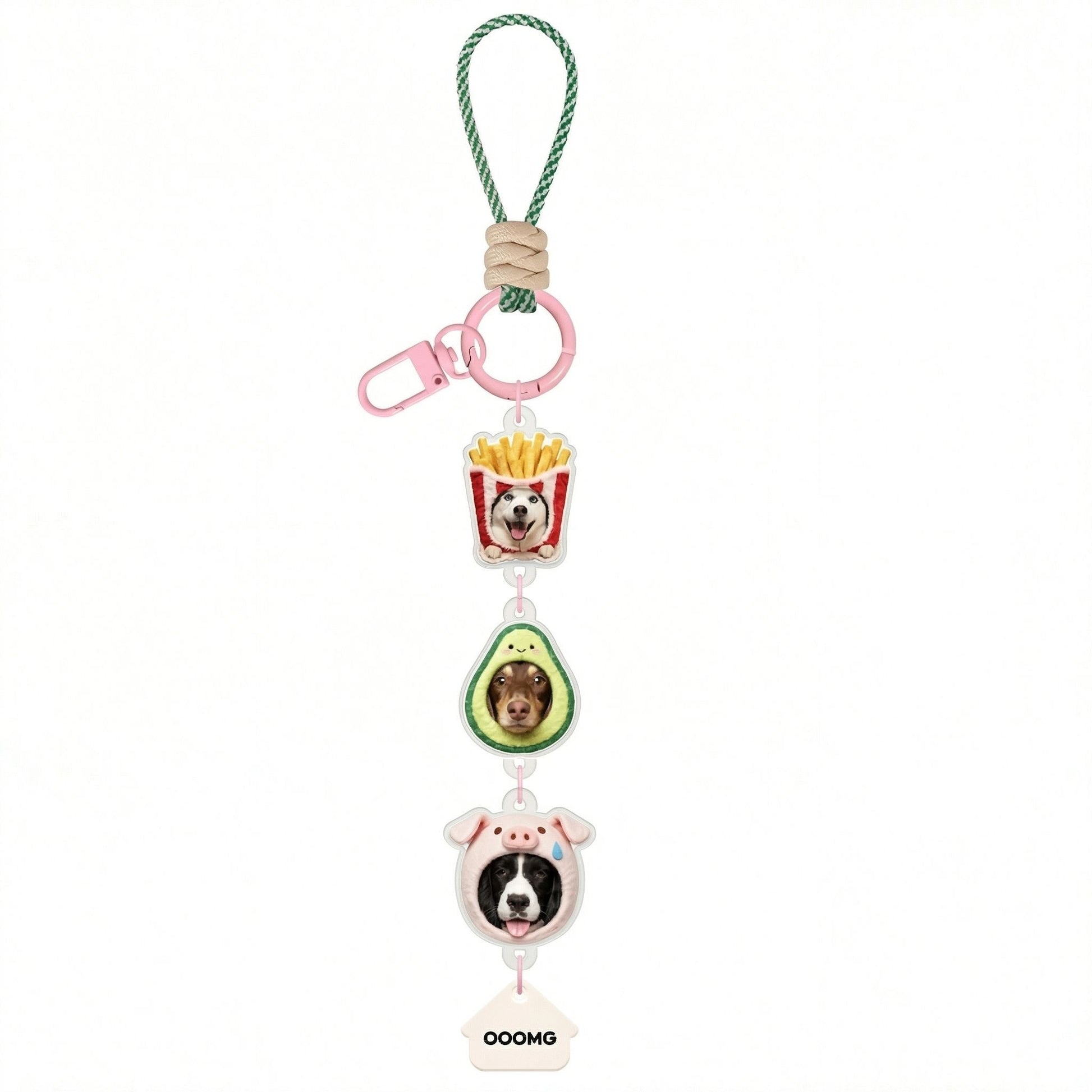 OOOMG | Custom 3D Pop - up Pet Charm – Vertical Link Keychain with Name – Funny Food Frames - OOOMG