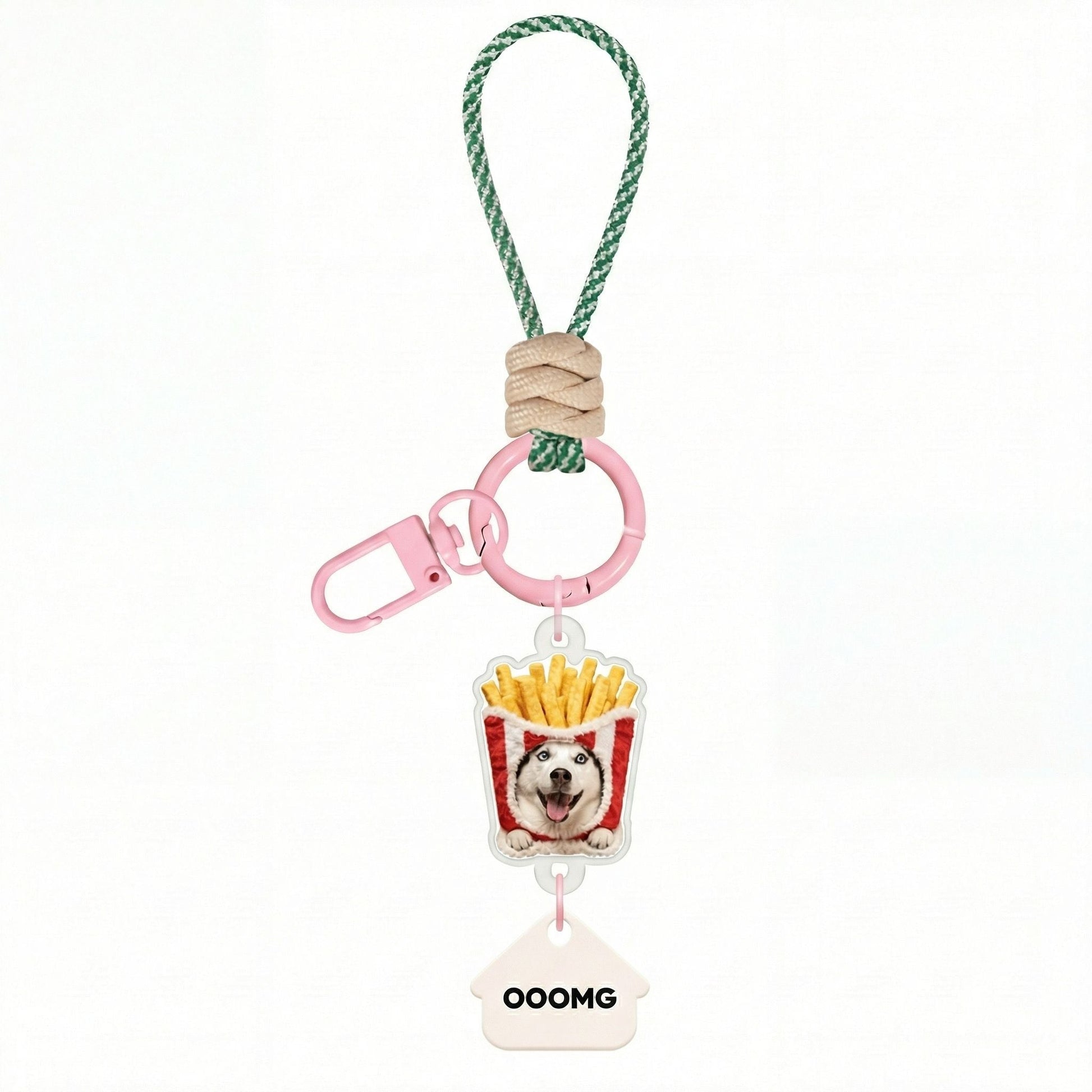 OOOMG | Custom 3D Pop - up Pet Charm – Vertical Link Keychain with Name – Funny Food Frames - OOOMG