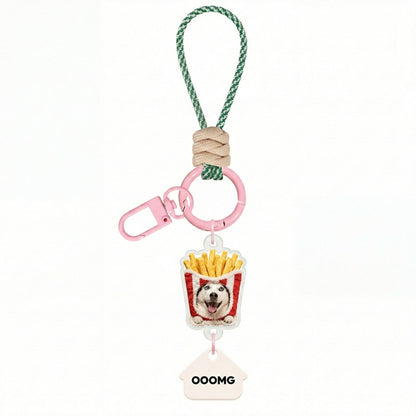OOOMG | Custom 3D Pop - up Pet Charm – Vertical Link Keychain with Name – Funny Food Frames - OOOMG