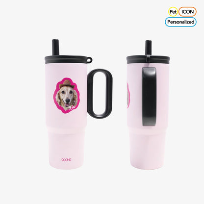 Personalized 24oz Stainless Steel Tumbler with Straw and Cover - Pet - Themed Design - OOOMG