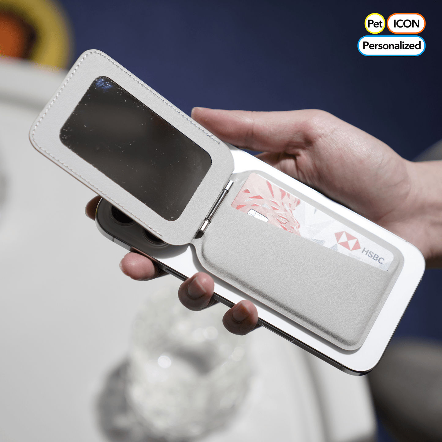 Personalized Pet Portrait iPhone Magnetic Magsafe Wallet - Customizable Icon Design Card Holder Cover - OOOMG