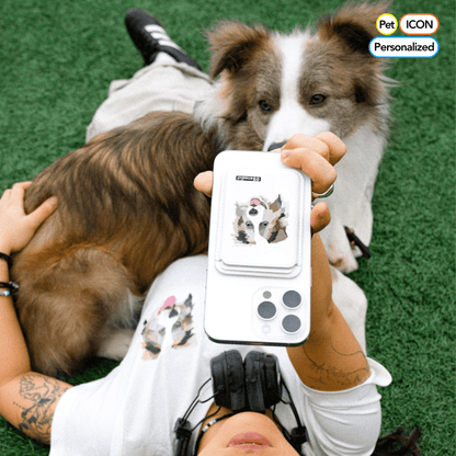 Personalized Pet Portrait iPhone Magnetic Magsafe Wallet - Customizable Icon Design Card Holder Cover - OOOMG